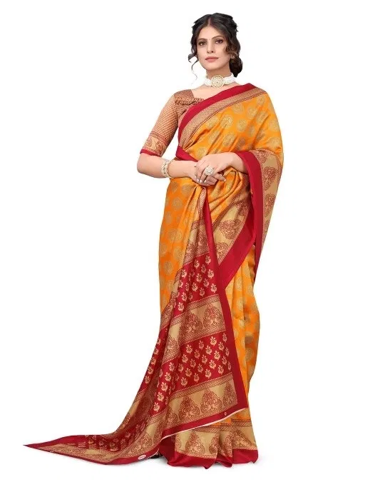 Art Silk Printed Saree for Women, Multicolor (6.3 m)