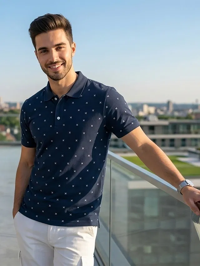 Polo T-shirt for Men (Navy Blue, L)