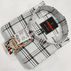 Cotton Blend Checked Shirt for Men, White 