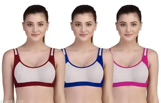 Hosiery Non Padded Bra for Women (Multicolor, M) (Pack of 3)