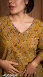 Cotton Printed Short Kurti for Women, Orange 