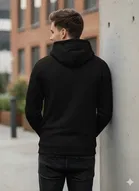 Fleece Printed Hoodie for Men, Black 