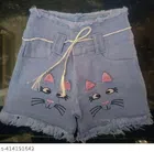 Denim Shorts for Girls (Grey, 3-6 Months)