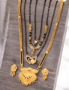 Combo of 4 Pcs Mangalsutras with Earrings Set for Women 
