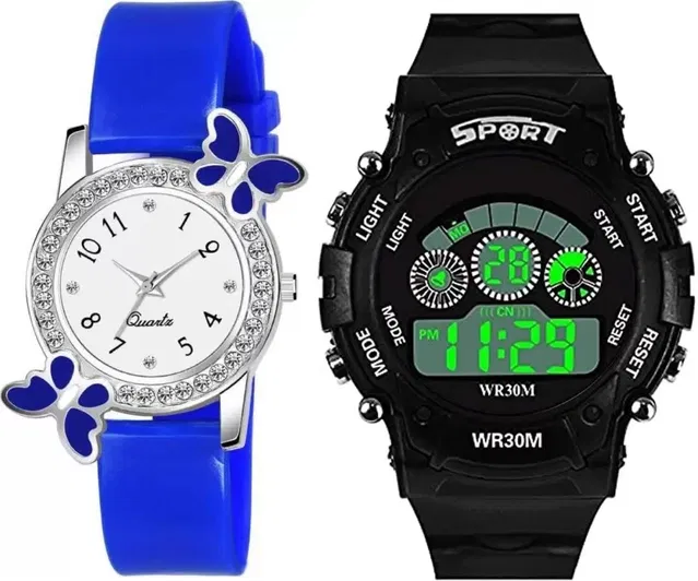 Analog with Digital Watch for Women & Girls (Multicolor, Set of 2)