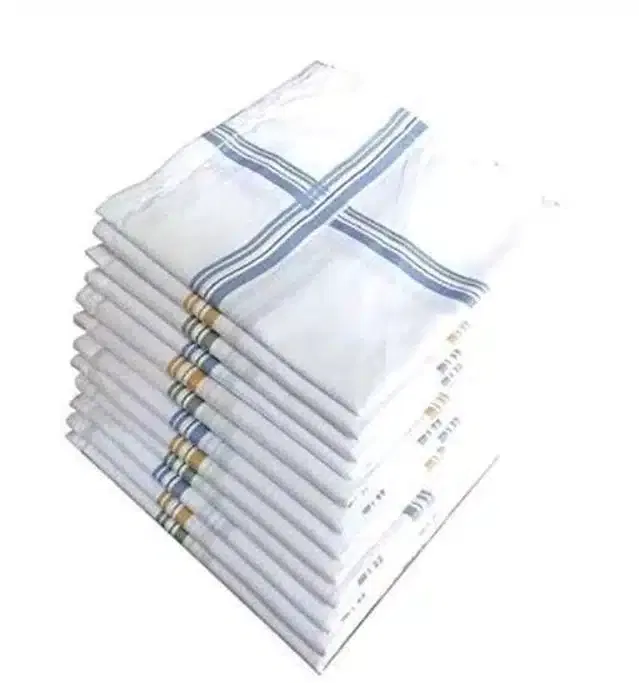 Cotton Blend Handkerchiefs for Men (Pack of 12) (White, 18x18 cm)