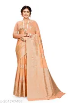 Linen Zari Woven Saree for Women 