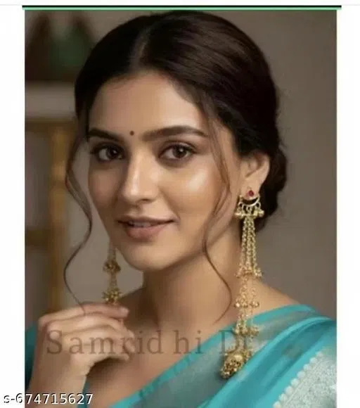 Samridhi Kashmiri Earring Latest Gold Plated Kashmiri Long Chain Ghungroo Earrings for Women & Girls