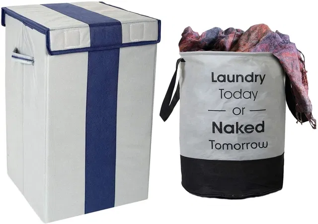Canvas Laundry Basket,Multicolor, (Pack Of 2)