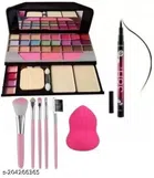 Face Makeup Palette with Blender, Eyeliner & 5 Pcs Makeup Brushes (Multicolor, Set of 4)