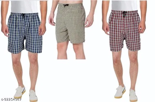 Cotton Shorts for Mens (Multicolor, 38) (Pack of 3)