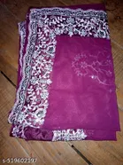 Georgette Saree for Women, Purple 