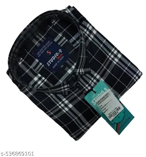 Cotton Blend Checked Shirt for Men, Black (XXL) Pack of 1