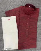 Khadi Cotton Solid Kurta with Pyjama for Men 