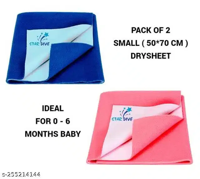 Cotton Mattress Protection Sheet (Blue & Pink, 28x20 inches) (Pack of 2)