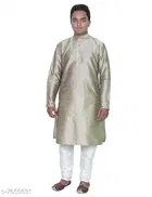 Dupion Silk Solid Kurta with Pyjama for Men 
