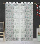 Sheer Floral Branches Printed Blue Flower Door Curtain 7ft Combo 