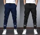 Polyblend Printed Trackpants for Men, Navy Blue & Black, Pack of 2 