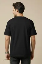 Polyester Printed T-shirt for Men, Black 