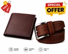 Pu Belt & Wallet Combo for Men, Brown