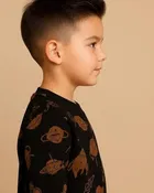 Cotton Printed Clothing Set for Boys, Black & Brown 