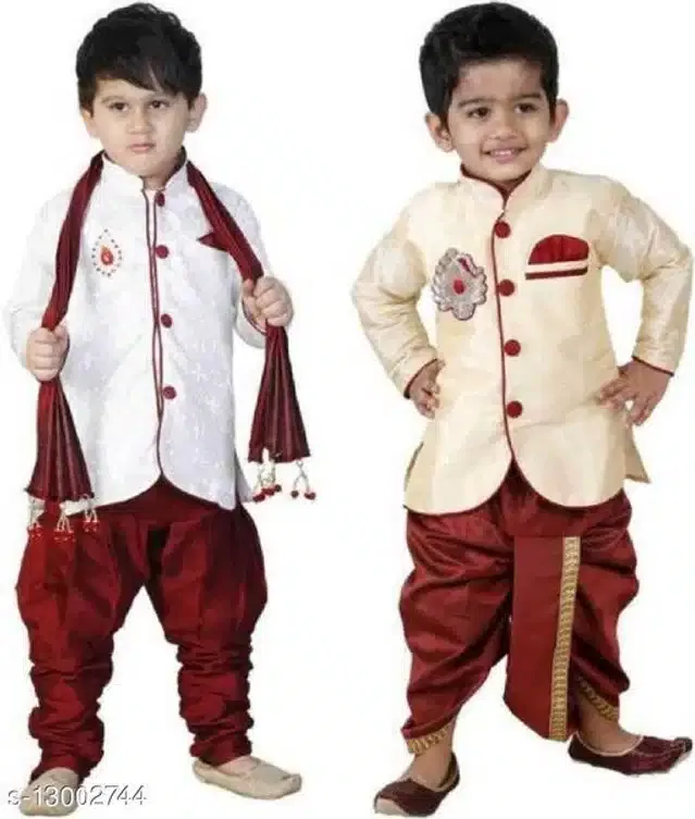 Sherwanis for Boys (Multicolor, 2-3 Years) (Pack of 2)