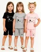 Cotton Blend Printed Clothing Set for Girls, Multicolour, Pack of 3 