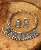 Oxidised Designer Necklace with Earrings Set for Women & Girls 