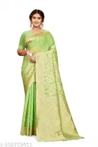 Linen Zari Woven Saree for Women 