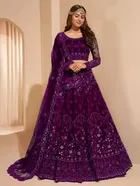 Net Embroidred Semi Stiched Lehenga Choli for Women 