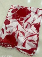 Georgette Printed Saree for Women, Red 
