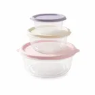 Storage Container Set - 3 Pcs Refrigerator Crisper Box with Airtight Lids, Leak Proof, Easy to Clean, Round Food Grade for Vegetable & Fruit 