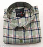 Cotton Blend Checked Shirt for Men, Green 
