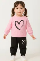 Cotton Blend Printed Clothings Set for Girls,  