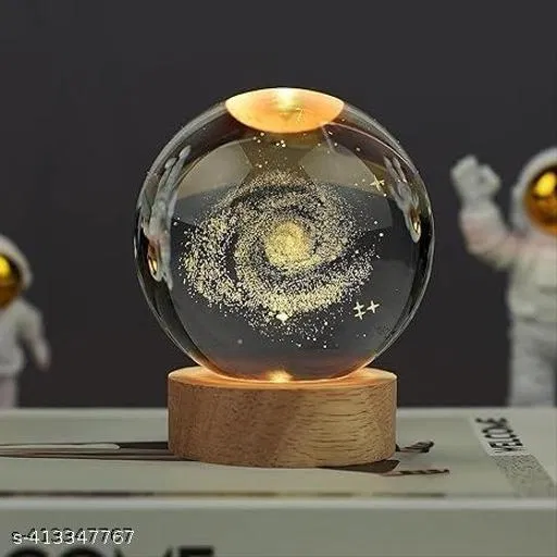Wooden Base Decorative Crystal Ball (Multicolor)
