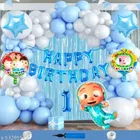 Coco Melon Theme 1st Happy Birthday Decoration Items For Girls, Multicolor, Pack of 112