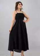 Poly Crepe Dress for Women (Black, XL)