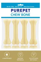 Purepet Pressed Chew Bones, Dog Treats, 10.16 cm - Pack of 4 Bones