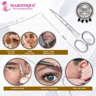 Majestique Stainless Steel Beauty Scissor with straight and Curved Blades for Beard Mustache, Nose Hair, Ear Hair 