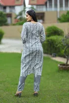 Cotton Blend Printed Kurta with Pant for Women 