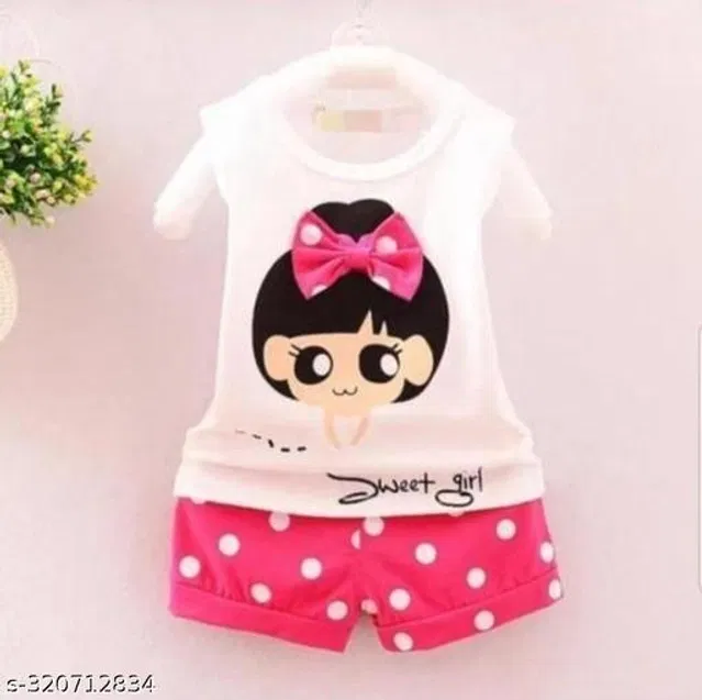 Hosiery Clothing Set for Kids (Cream & Pink, 0-3 Months)