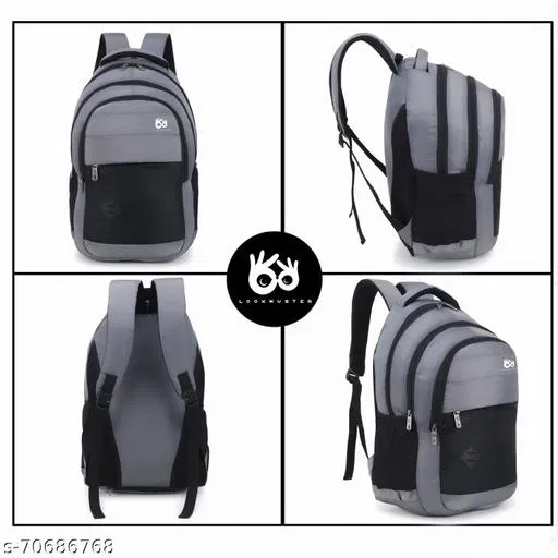 Polyester Backpack for Men & Women, Grey