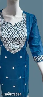 Rayon Slub Embroidered Kurti for Women 