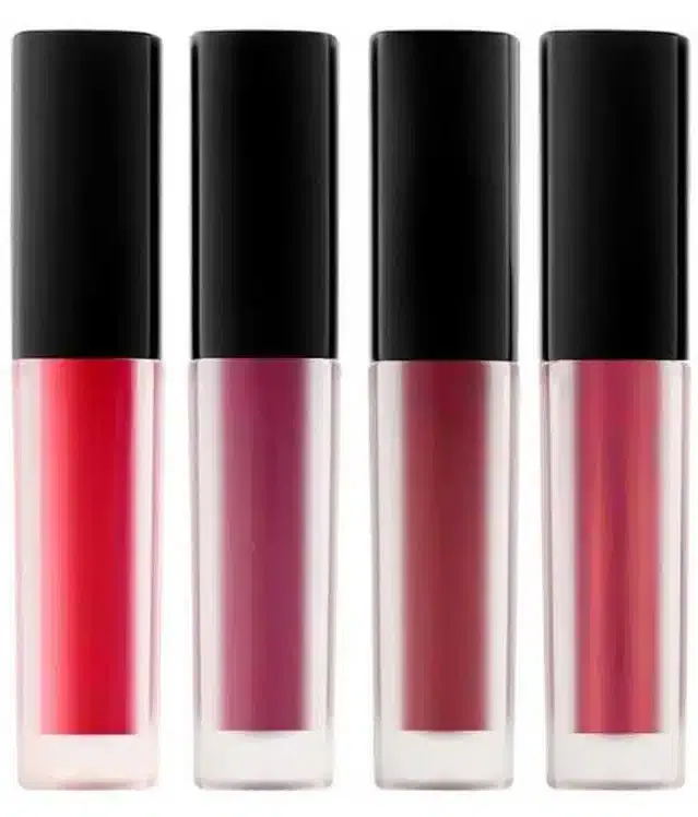 Lenon Makeup Accessory Mini Liquid Lipstick Red (Pack of 4, 12 ml) (D51)
