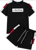Printed Tracksuit for men (Black ,M)