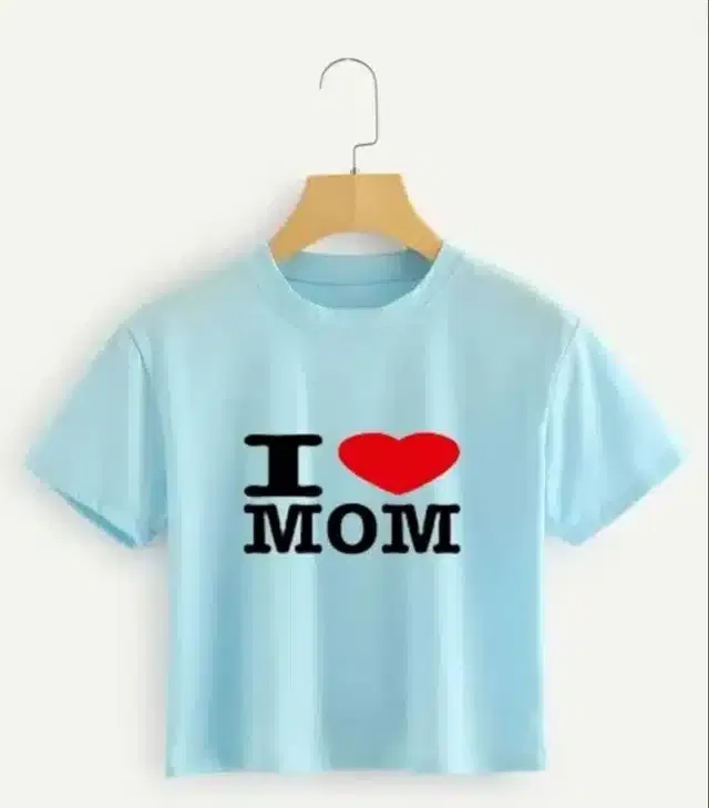 Printed Crop T-shirt for Women (Aqua Blue, XL)