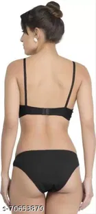 Cotton Blend Solid Lingerie Set for Women 