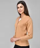 Woolen V-Neck Cardigan Full Sleeve Button-Up Winter Sweater 