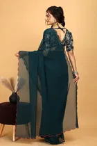 Silk Woven Design Saree for Women, Teal 