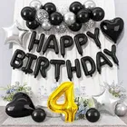 4th Happy Birthday Balloon Decoration Kit ,Black, Set Of 1